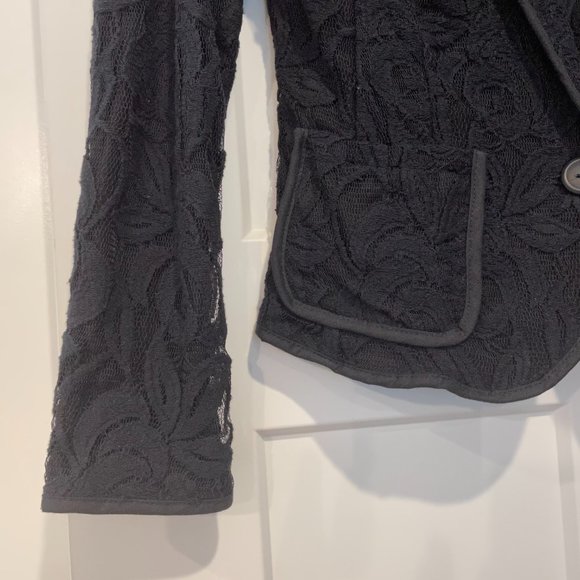 SOLD- NWOT INC Petite XS Black Lack Button Blazer - Picture 5 of 8